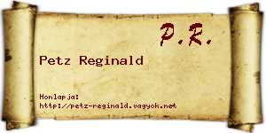 Petz Reginald névjegykártya